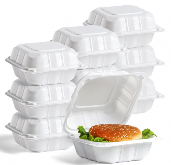 225 White Mineral-filled Hinged Container - 6 x 6 x 3 - 250/case - 图片 3