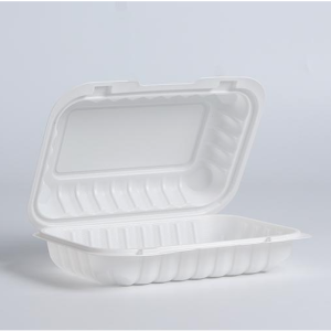 205 White Mineral-filled Hinged Container – 9 x 6 x 3 – 150/case