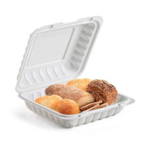 9″ x 9″ x 3″ White Mineral-filled Hinged Container w/ 1 Compartments -901  – 150/case