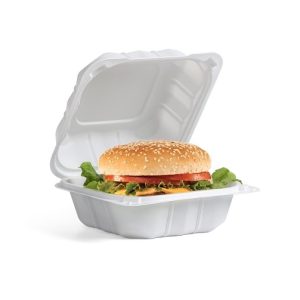 224 Microwaveable White Mineral-Filled Plastic Hinged Take-Out Container – 5″x 5″x 3″ – 250/case