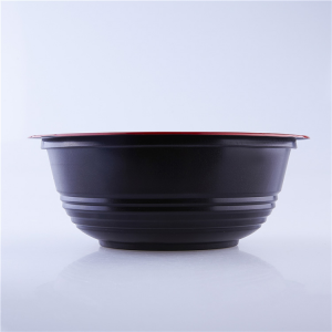 24oz Black and Red Plastic Poke Bowl – 300sets/Case