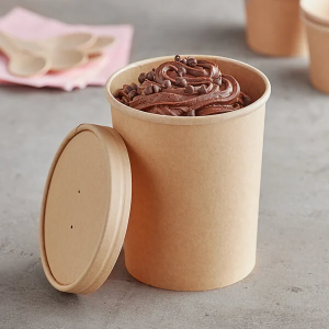 Kraft Paper Soup Cup with Vented Lids – 26oz – 500/case