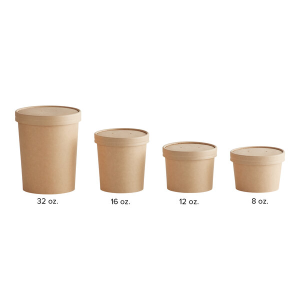 Kraft Paper Soup Cup with Vented Lid – 32oz – 500/case