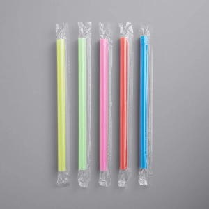 Muticolored Extra Wide Pointed Wrapped Boba Straw – 9″ – 3000/case
