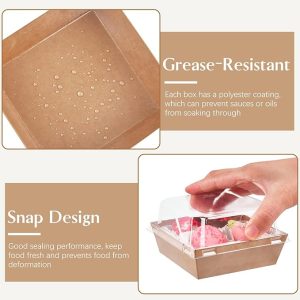 Dessert Box Tray with Clear Lid – Kraft – 100 set per case