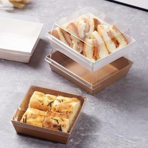 Dessert Box Tray with Clear Lid – Kraft – 100 set per case