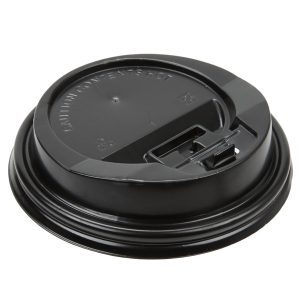 Black Paper Hot Cup Travel Lid w/ Hinged Tab – 90mm – 1000/case