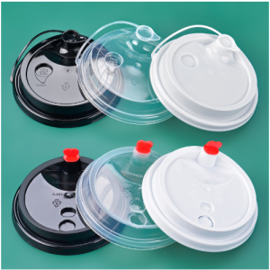 Black PP Injection Cup Lid w/ Attached Stopper – 90mm – 1000/case