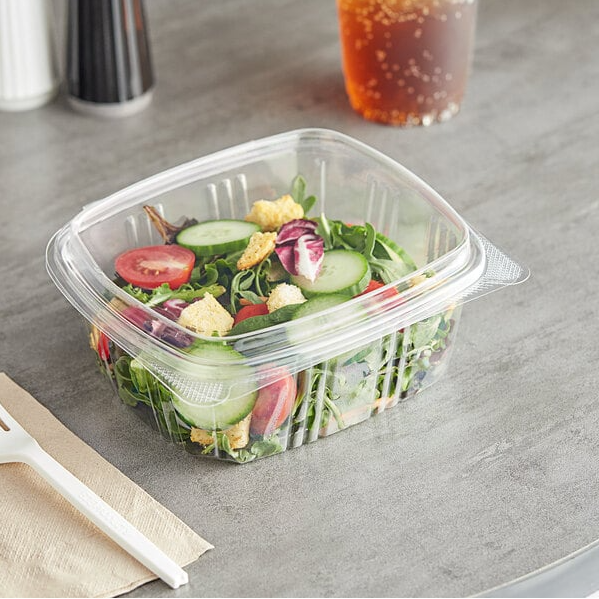GreenPackaging 8oz Clear PET Hinged Deli Container  – 200/case