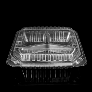 803 PET Clear Hinged Container w/ 3 Compartment – 8 x 8 x 3 – 200/case