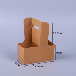 2 Compartment Kraft Paper Drink Carrier w/ Handle