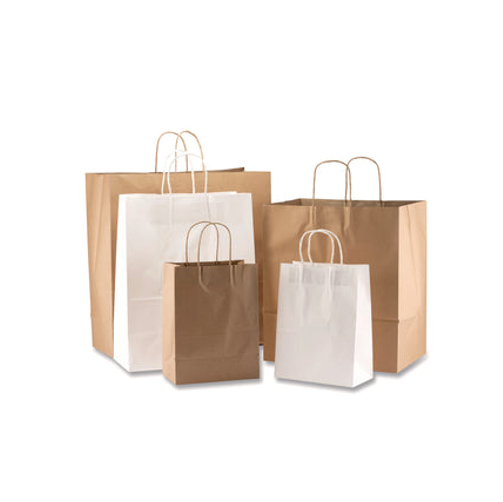 Kari-Out®10″ x 6″ x 13″White Paper Shopping Bags   , 250/Carton (1280110)