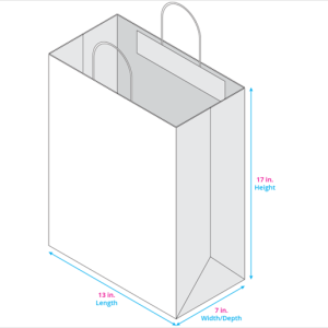 Kari-Out®13″ x 7″ x 17″White Paper Shopping Bags   , 250/Carton (1280130)
