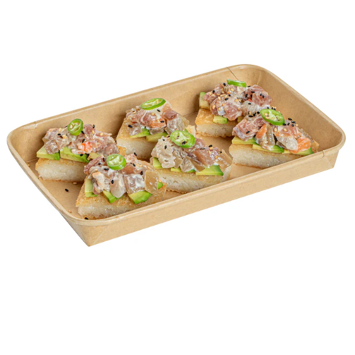 #7 Rectangle Kraft Paper Sushi Container -8 3/4″ x 5 3/4″ x 1″ – 200set/case