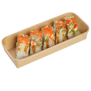 #2 Rectangle Kraft Paper Sushi Container -8 5/8″ x 3 1/2″ x 1″ – 300set/case