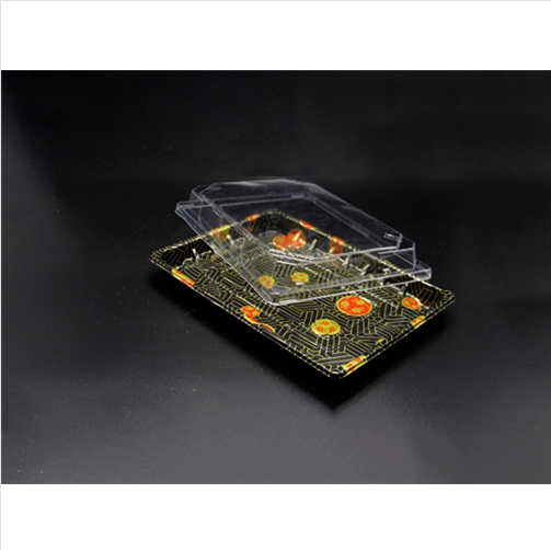 FH-20 Rectangular Black Plastic Sushi Tray Container 9 1/4″ x 5 3/4″ x 3/4″-400set/case