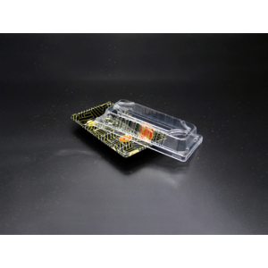 FH-06 Rectangular Black Plastic Sushi Box 6 3/4″ x 3 1/2″ x 3/4″-400set/case