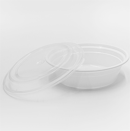 FH-18 White Round Heavy Weight Container with Lid – 150/Case. Plastic 18 oz