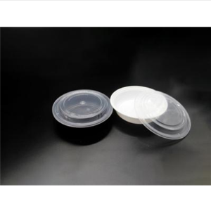 FH-23B Black Round Heavy Weight Container with Lid  – 150/Case. Plastic 24 oz