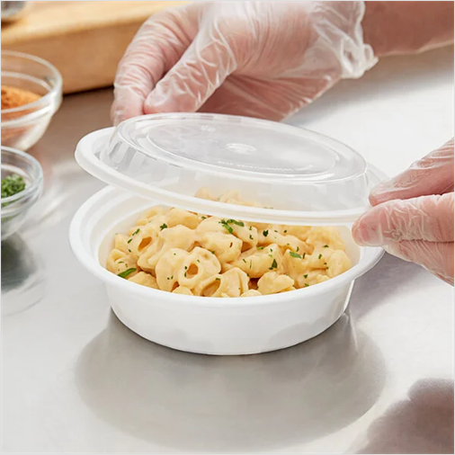 FH-48 White Round Heavy-weight Container w/ Lid  – 48oz – 150/case