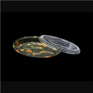 63 Round Flower Pattern Plastic Party Tray Set 12 3/4″ X 1 7/8″ – 60/Case