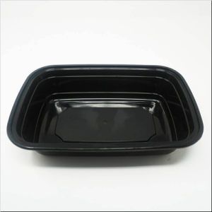 FH-138B . 38oz.Black Rectangular Microwavable Heavy Weight Container with Lid – 150/Case