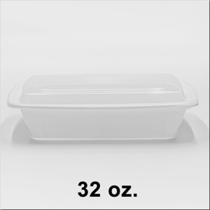 FH-78W. Rectangular White Plastic Container Set  32 oz. – 150/Case