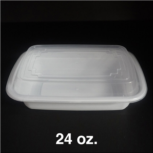 FH-124W.  24oz.White Rectangular Microwavable Heavy Weight Container with Lid – 150/Case