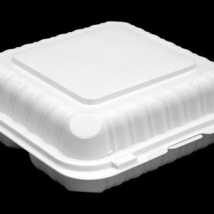 9″ x 9″ x 3″ White Mineral-filled Hinged Container w/ 1 Compartments -901  – 150/case