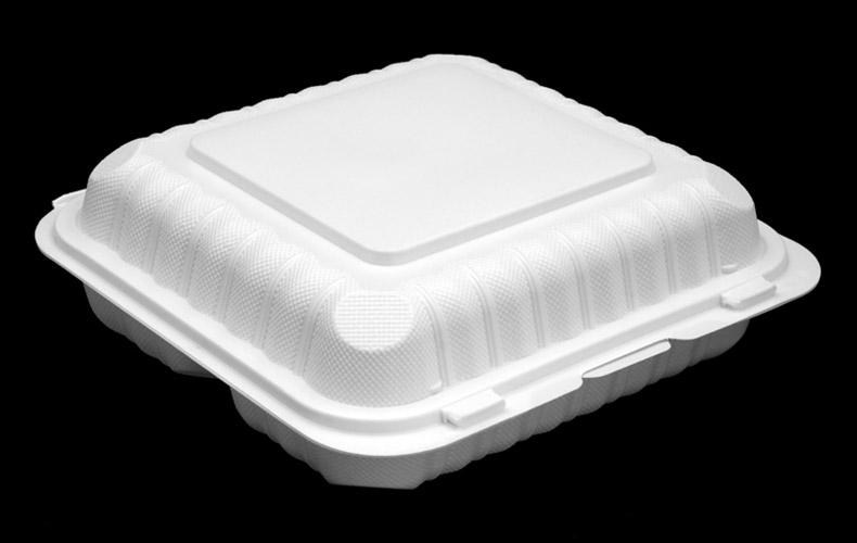 9″ x 9″ x 3″ White Mineral-filled Hinged Container w/ 1 Compartments -901  – 150/case