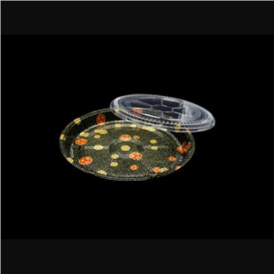 Fh 65 Round Flower Pattern Plastic Party Tray Set 14 7/8″ X 1 7/8″ – 60set/Case