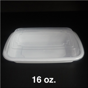 FH-16 oz. Rectangular White Plastic Deli Container Set – 150/Case