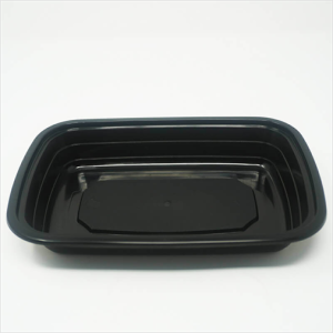 FH-124B.  24oz.Black Rectangular Microwavable Heavy Weight Container with Lid – 150/Case