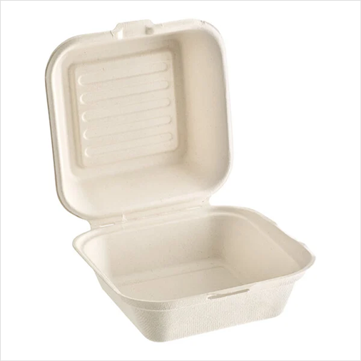 GreenPackaging - 6"x 6"x 3" - Compostable Hinged Sugarcane Bagasse Take-out Container - 500/case - 图片 4