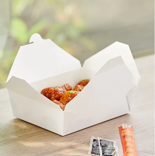 Kari-Out® Eco-Box – #3, White Folded Paper Take-out Box – 200/case