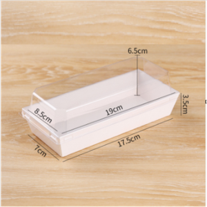 Rectangular Dessert Box Tray with Clear Lid – White – 100 set per case