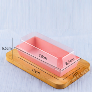 Rectangular Dessert Box Tray with Clear Lid – Pink – 100 set per case