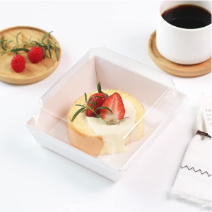 Dessert Box Tray with Clear Lid – White – 100 set per case