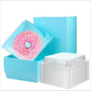 Rectangular Dessert Box Tray with Clear Lid – Blue – 100 set per case