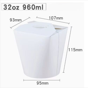 32oz White Food Pail w/ Round Base Take-out Container – 500/case