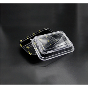 FH-525 Black Rectangular Plastic Container w/ Lid – 300/case