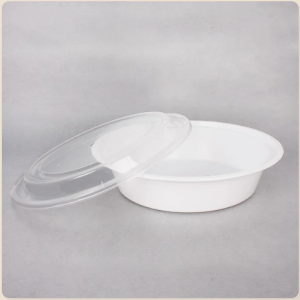 FH-129 White Round Heavy-weight Container w/ Lid – 32oz – 150/case