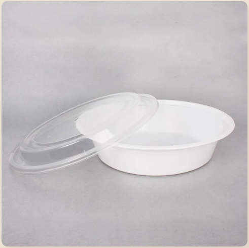FH-129 White Round Heavy-weight Container w/ Lid – 32oz – 150/case
