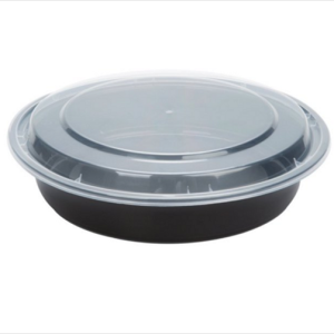 Fh-48 Black Round Heavy-weight Container w/ Lid – 48oz – 150/case