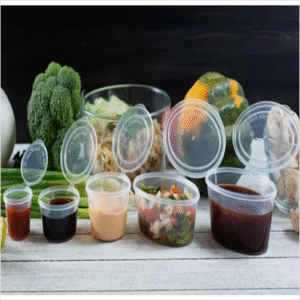 4 OZ CLEAR PLASTIC PORTION CUP – WITH HINGED LID 1000/case