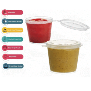 2 OZ CLEAR PLASTIC PORTION CUP – WITH HINGED LID 1000/case